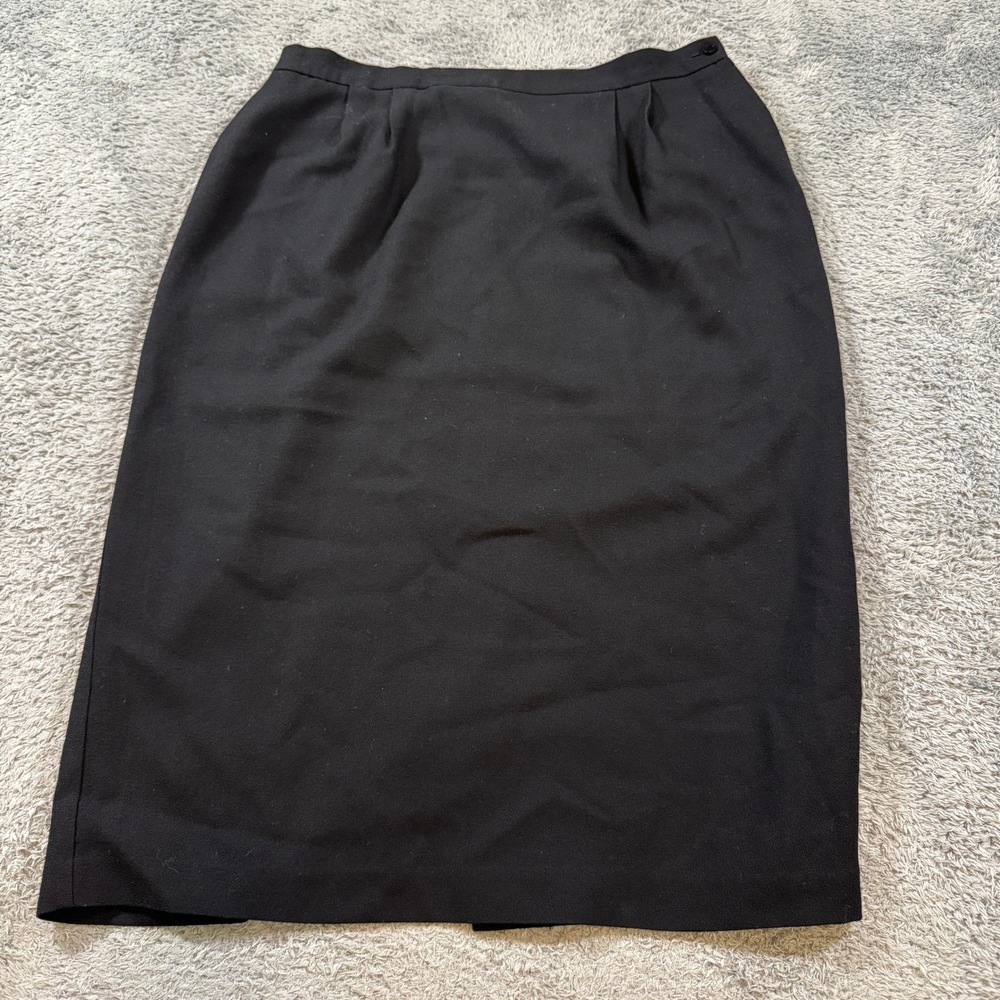 Vinci Clothiers Womens Pencil Midi Skirt Size 18 Black Solid Pleated Made In USA